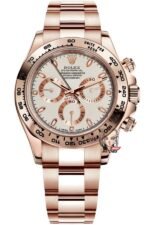 Rolex Cosmograph Daytona Series m116505-0010, rose gold case and white dial, 40mm size.
