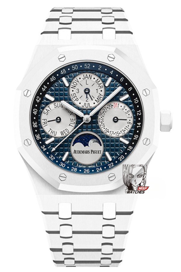 132258544d0d02a9b511eee79e37cd4e.jpg Audemars Piguet Royal Oak Offshore Series 26579CB.OO.1225CB.01, White Ceramic Blue Dial Full Ceramic Case Complete, Date Day Month Moon Phase Functions, 41mm size. - 图片 1