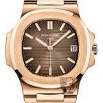 Patek Philippe Nautilus series 57111R-001, Coffee Dial Rose Gold Case Steel Bracelet, 40mm size.
