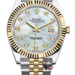 Rolex Datejust series m126333-0018, Two-Tone Gold Case with Mother-of-Pearl Dial, 41mm size, Jubilee stainless steel bracelet.