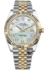Rolex Datejust series m126333-0018, Two-Tone Gold Case with Mother-of-Pearl Dial, 41mm size, Jubilee stainless steel bracelet.