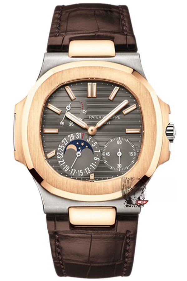 239a0d87bfdbddc785ee6b85b78ca857.jpg Patek Philippe Nautilus series 5712GR-001, Coffee Dial Rose Gold Case Brown Leather Strap, 40mm size. - 图片 1