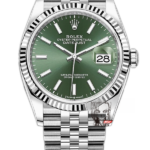 Rolex Datejust series m126234-0051, Mint Green Dial and Five-Link Stainless Steel Bracelet Variant, 36mm size.