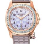 Patek Philippe Aquanaut series 5072R-001, White Mother-of-Pearl Dial Rose Gold Case with Diamond Bezel, Women 35.6mm Size.