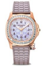 Patek Philippe Aquanaut series 5072R-001, White Mother-of-Pearl Dial Rose Gold Case with Diamond Bezel, Women 35.6mm Size.
