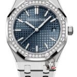Audemars Piguet Royal Oak Offshore Series 77451ST.ZZ.1361ST.04, Blue Dial Gem-Set Bezel Mechanical Movement, 34mm Size.