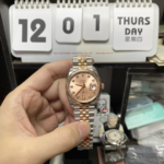 Rolex Datejust Series ?Pink Dial with 18k rose gold case 36mm Size, Five-Link Steel Bracelet.