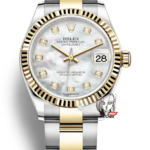 Rolex Datejust Series m278273-0027, Mother-of-Pearl Dial with Diamond Hour Markers Fluted Bezel, 31mm size, Oyster stainless steel bracelet.