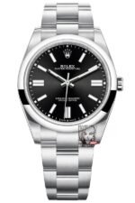 Rolex Oyster Perpetual series m124300-0002, Black Dial with Stick Indexes, 41mm size.