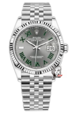 Rolex Datejust series m126234-0045, Green Roman Numerals on a Green Dial, 36mm size.
