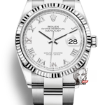 Rolex Datejust series m126234-0026, White Dial Roman Numerals, 36mm Size.
