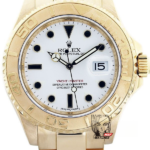 Rolex Yacht-Master Series 16628, White Dial Yellow Gold Case Bracelet Black Markings, 40mm Size.