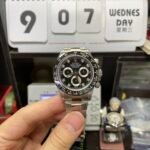 Rolex Cosmograph Daytona Series m116509-0055, Black Ceramic Bezel Stainless Steel Bracelet Square Diamond Hour Markers, 40mm size.