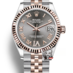 Rolex Datejust Series m278271-0030, Rose Gold and Gray Dial five-bead chain stainless steel bracelet, 31mm size.