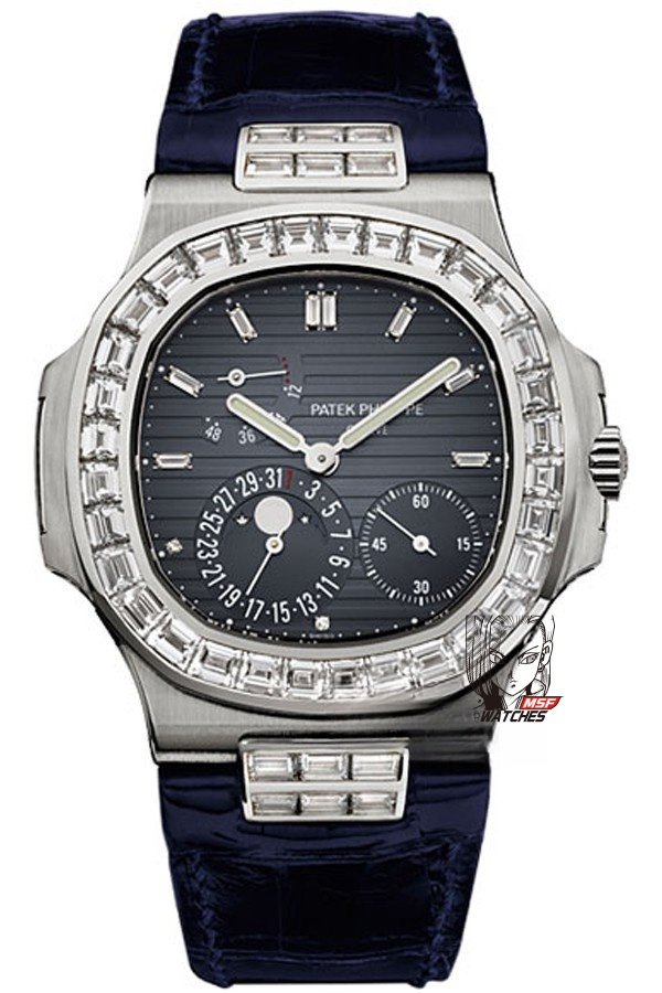 5a84bb251410c3b8cb69024f8ca9c086.jpg Patek Philippe Nautilus series 5724G-001, Square Diamond Bezel Blue Dial Blue Leather Strap, 40mm size. - 图片 1