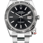 Rolex Datejust Series m126334-0017, Fluted Bezel with Black Dial and Stick Markers, 41mm Size.