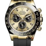 Rolex Cosmograph Daytona Series 116518LN-0040, gold case gold dial and rubber strap, 40mm size.