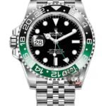 Rolex GMT-Master II series m126720vtnr-0002, Black-Green Bezel "Sprite" Left-Handed, 40mm Size.