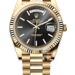 Rolex Day-Date Series m228238-0067, Ice Sugar Diamond Black Dial All-Gold Design, 40mm Size.