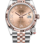 Rolex Datejust Series m126231-0027, Rose Red Dial Everose Gold Case Roman Numerals Five-Piece Link Jubilee Bracelet, 36mm Size.