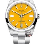 Rolex Oyster Perpetual Series m124300-0004, Yellow Dial, 41mm size.