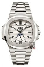 Patek Philippe Nautilus series 57261A-010, White Dial, Complete Month Day Date and Moon Phase Functions, 40.5mm Size.