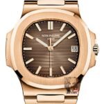 Patek Philippe Nautilus series 57111R-001, Rose Gold Case with Gradient Dark Brown Dial Steel Bracelet, 40mm Size.