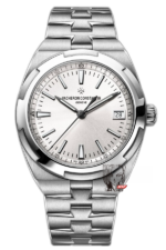 Vacheron Constantin Overseas Collections series 4500V110A-B126, White Dial Steel Bracelet Sunburst Patterned Brushed Dial, 41mm Size.