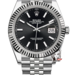Rolex Datejust Series m126334-0018, Black Dial with Stick Hour Markers, 41mm size, Jubilee stainless steel bracelet.