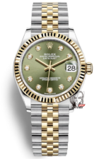 Rolex Datejust Series m278273-0030, Mint Green Dial Two-Tone Gold Case, 31mm size, Jubilee stainless steel bracelet.