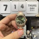 Rolex Datejust series m278383rbr-0030, Two-Tone Gold Case with Green Dial and Diamond Bezel, 31mm size, Jubilee bracelet. - 图片 8