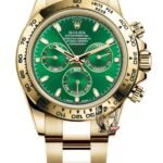 Rolex Cosmograph Daytona series m116508-0013, gold case green dial, 40mm size.
