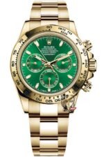 Rolex Cosmograph Daytona series m116508-0013, gold case green dial, 40mm size.