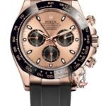 Rolex Cosmograph Daytona Series m116515ln-0018, rose gold case pink dial ceramic bezel, 40mm size.