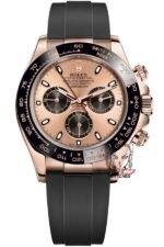 Rolex Cosmograph Daytona Series m116515ln-0018, rose gold case pink dial ceramic bezel, 40mm size.