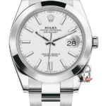 Rolex Datejust series m126300-0005, White Dial with Smooth Bezel, 41mm size, Oyster stainless steel bracelet.
