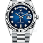 Rolex Day-Date Series m128236-0005, Gradient Blue Dial Diamond Hour Markers, 36mm Size.