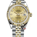 Rolex Datejust Series m279173-0011, Two-Tone Gold Case Gold Dial, 28mm Size, Five-Link Steel Bracelet.