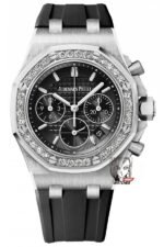 Audemars Piguet Royal Oak Offshore Series 26231ST.ZZ.D002CA.01, Women's Chronograph Black Dial with Diamond Bezel, 37mm size.