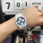 Audemars Piguet Royal Oak Offshore Series 26579CB.OO.1225CB.01, White Ceramic Blue Dial Full Ceramic Case Complete, Date Day Month Moon Phase Functions, 41mm size. - 图片 6
