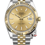 Rolex Datejust Series m126333-0010, Two-Tone Gold Case with Gold Dial, featuring an 18K gold case, 41mm size.