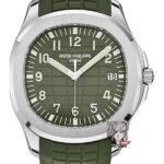 Patek Philippe Aquanaut Series 5168G-010, Green Dial Green Rubber Strap, 42.2mm Size.