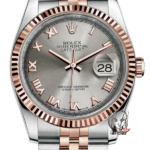 Rolex Datejust Series 116231-0087, Rose Gold Case with Grey Dial Five-link Bracelet, 36mm Size.
