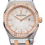 Audemars Piguet Royal Oak Offshore Series 67651SR.ZZ.1261SR.01, Rose Gold White Dial Steel Bracelet, 33mm size.