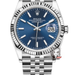 Rolex Datejust Series m126234-0017, Blue Dial with Fluted Bezel, 36mm size, Jubilee stainless steel bracelet.