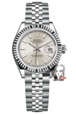Rolex Datejust Series m279174-0005, White Case White Dial with Baton Hour Markers, 28mm Size, Five-Link Steel Bracelet