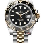 Rolex GMT-Master II series m126713grnr-0001, InterGold Black/Grey Ceramic Bezel InterGold Five-Bead Chain Steel Bracelet, 40mm size.
