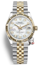 Rolex Datejust series m278273-0028, Two-Tone Gold Case with Mother-of-Pearl Dial, 31mm size.