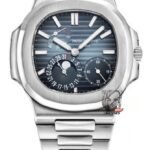 Patek Philippe Nautilus series 57121A-001, Blue Dial Steel Bracelet, Synchronized Functions, 40mm size.